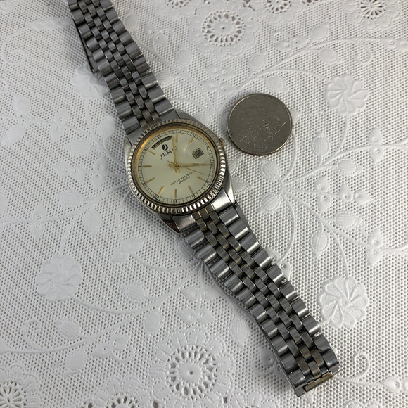Vintage Jemis 2 Tone Gold Silver Watch Day Date - Picture 2 of 4